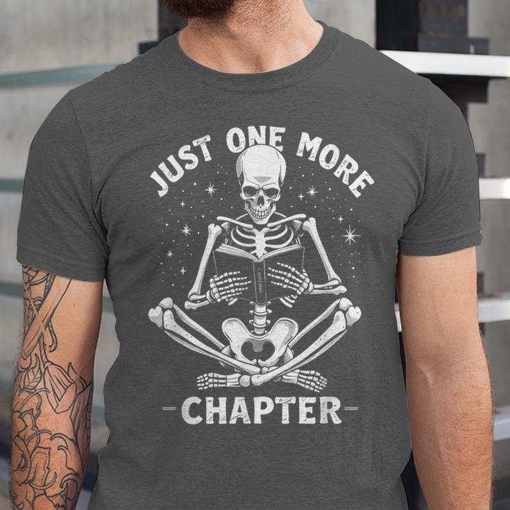 Just One More Chapter Skeleton Reading Bookworm Unisex Jersey T-Shirt Just One More Chapter Skeleton Reading Bookworm Unisex Jersey T-Shirt