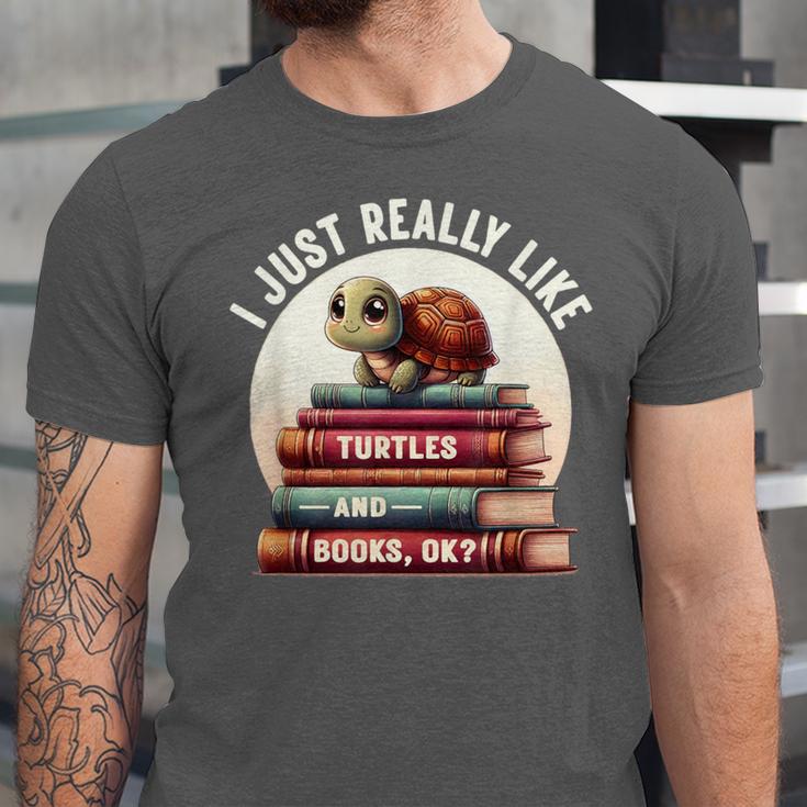 I Just Really Like Turtles And Books OK Turtle Reading Unisex Jersey T-Shirt I Just Really Like Turtles And Books OK Turtle Reading Unisex Jersey T-Shirt