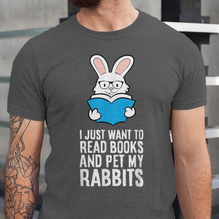 I Just Want To Read Books And Pet My Rabbit Unisex Jersey T-Shirt