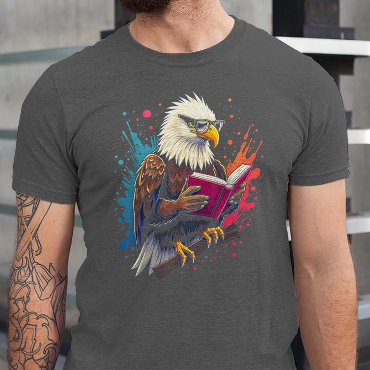 Kawaii Eagle Reads Book Reading Library Book Bookworm Unisex Jersey T-Shirt