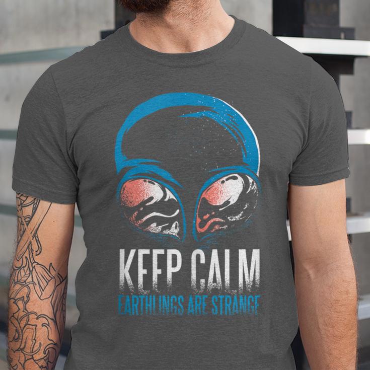 Keep Calm Earthlings Are Strange Alien Introvert Unisex Jersey T-Shirt