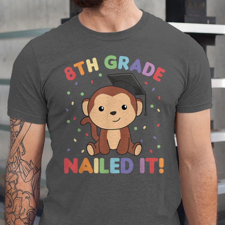 Kids 8th Grade Nailed It Monkey Graduation Unisex Jersey T-Shirt