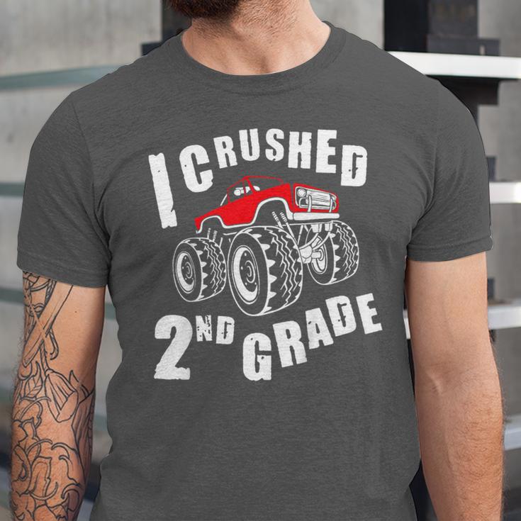 Kids I Crushed 2nd Grade Monster Truck School Graduation Unisex Jersey T-Shirt