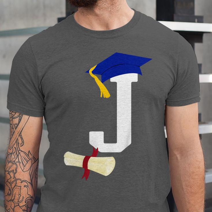 Kids Initial J Letter For Boys Preschool Graduation Kindergarten Unisex Jersey T-Shirt