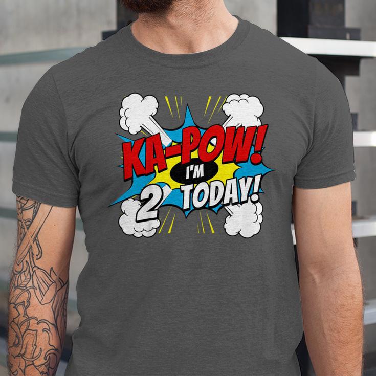 Kids Ka-Pow 2 Years Old Kids 2nd Birthday Comic Book Super Hero Unisex Jersey T-Shirt Kids Ka-Pow 2 Years Old Kids 2nd Birthday Comic Book Super Hero Unisex Jersey T-Shirt