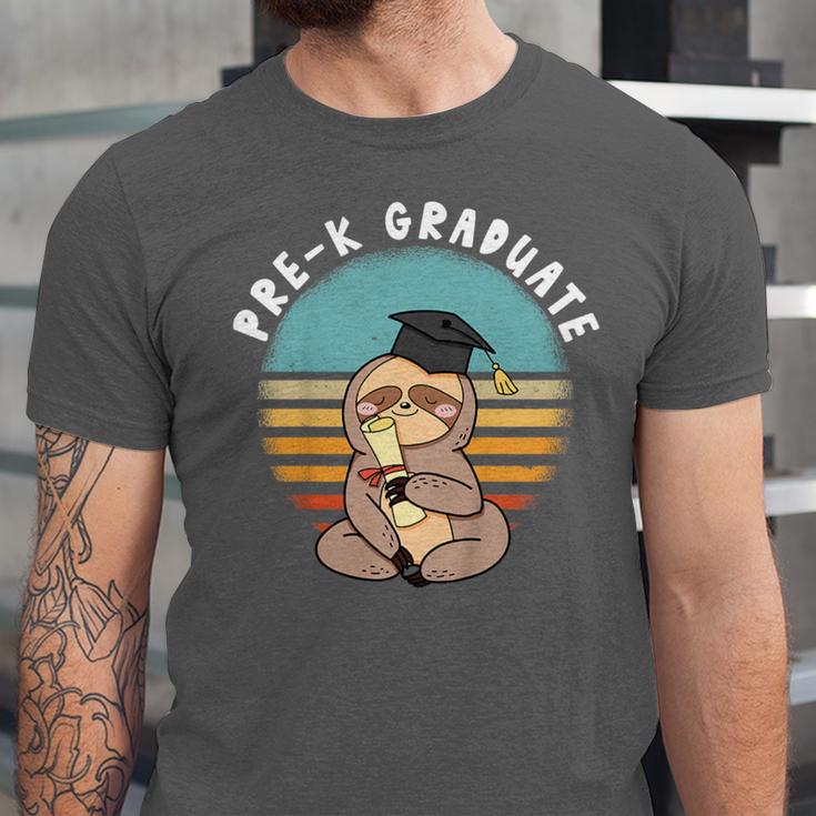 Kids Pre-K Graduate Sloth Cap And Gown Cute Preschool Graduation Unisex Jersey T-Shirt