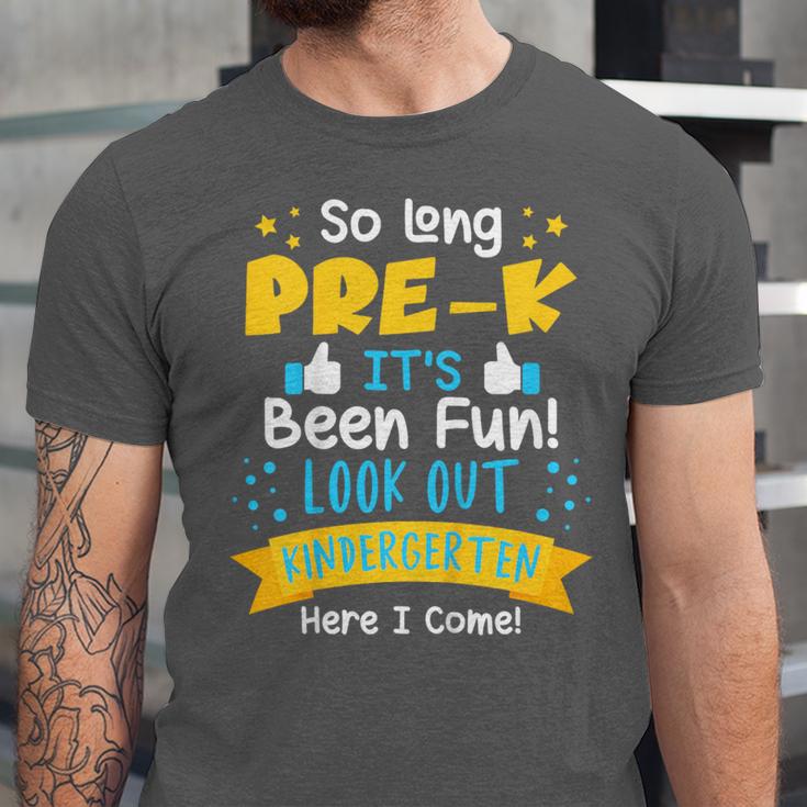 Kids So Long Pre-K Graduation 2025 School Kindergarten Here Come Unisex Jersey T-Shirt