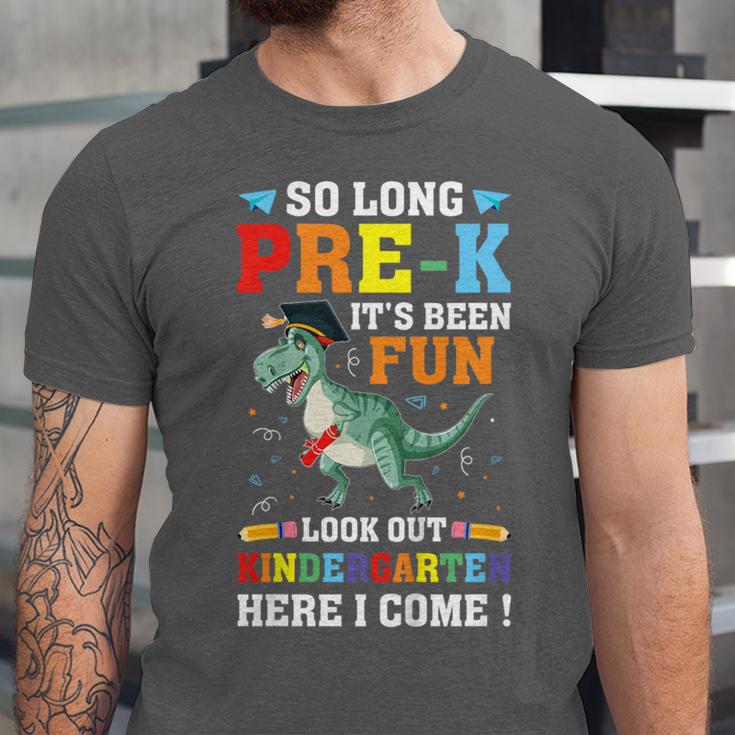 Kids So Long Pre-K Preschool Graduation Kindergarten Here I Come Unisex Jersey T-Shirt