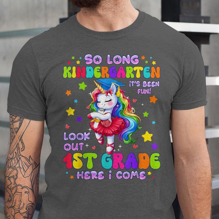 Kindergarten Graduation 2025 Graduate Girls Unicorn 1st Grad Unisex Jersey T-Shirt
