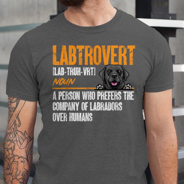 Labrador Retriever Labtrovert Definition Introvert Labrador Unisex Jersey T-Shirt