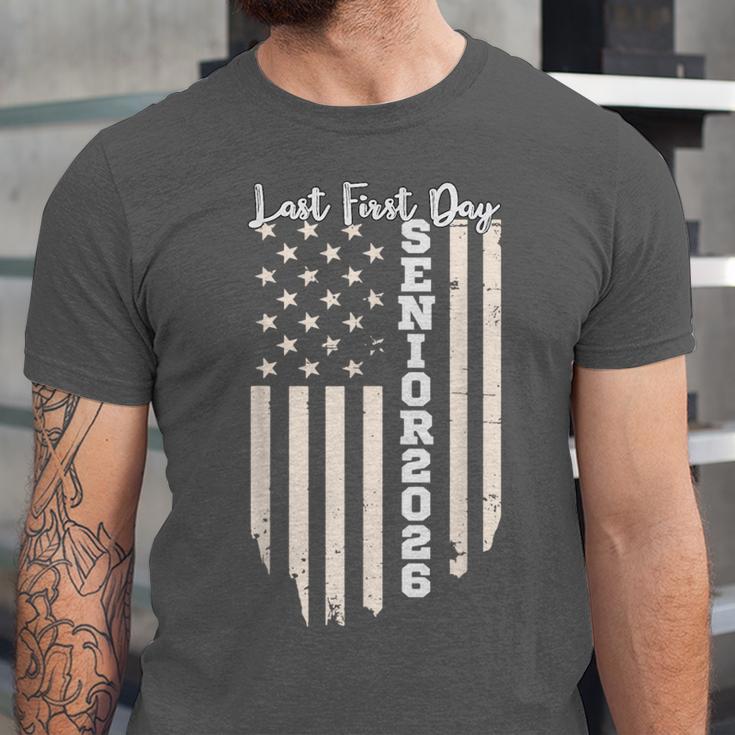 Last First Day Senior 2026 USA Flag Graduation Class Of 2026 Unisex Jersey T-Shirt