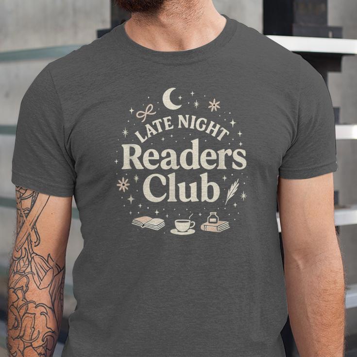 Late Night Readers Club Moon & Stars Book Lover Unisex Jersey T-Shirt