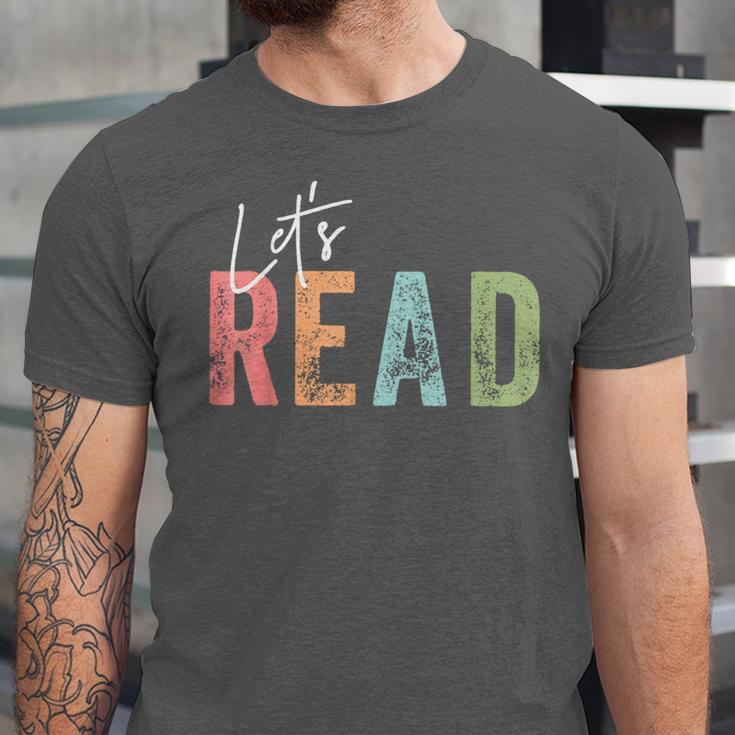 Let's Read Book Nerd Reading Book Lover Librarian Teacher Unisex Jersey T-Shirt