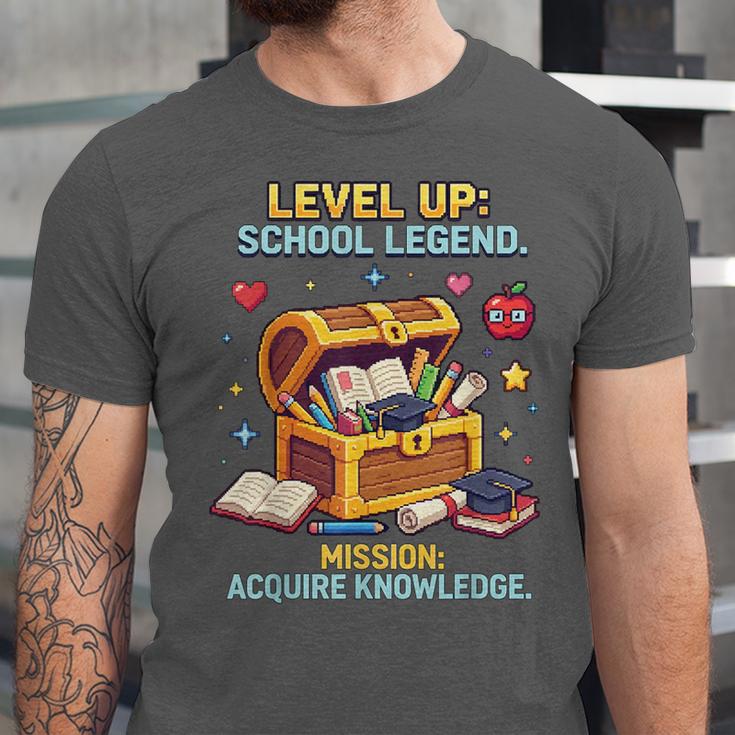 Level Up School Legend Video Game Pixel Art Graduation Unisex Jersey T-Shirt