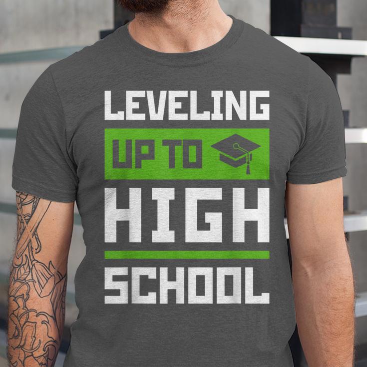 Leveling Up To High School Tee Shirt Gaming Graduation Unisex Jersey T-Shirt