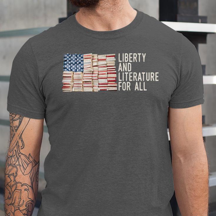 Liberty And Literature For All Reading USA Book Lover Unisex Jersey T-Shirt Liberty And Literature For All Reading USA Book Lover Unisex Jersey T-Shirt