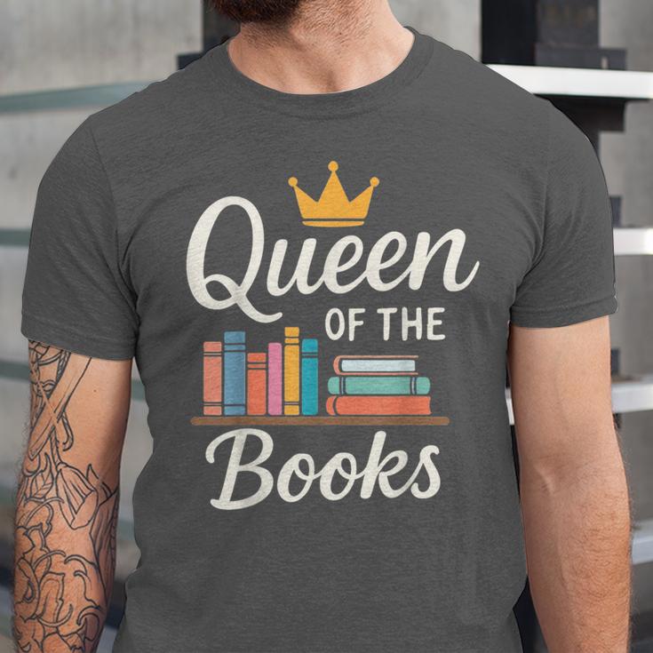 Librarian Queen Of The Books Book Reading Library Unisex Jersey T-Shirt