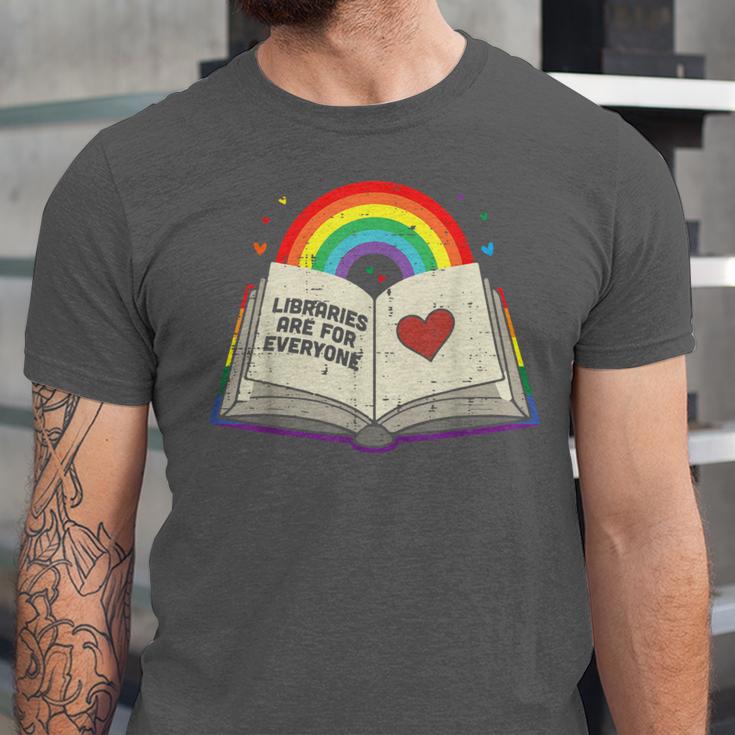 Libraries Are For Everyone Book LGBTQ Ally Gay Pride Month Unisex Jersey T-Shirt