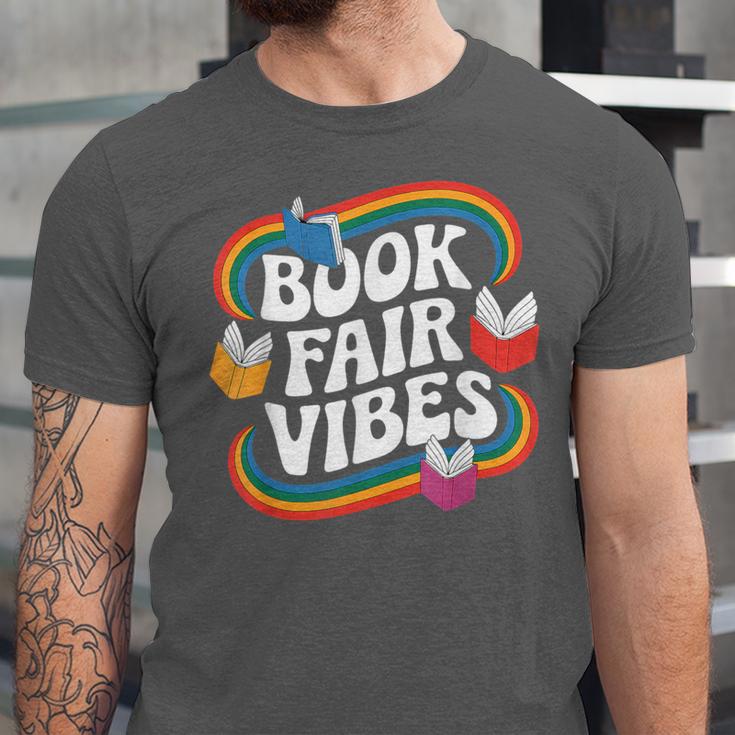 Library Book Fair Vibe Groovy Retro School Reading Nostalgic Unisex Jersey T-Shirt