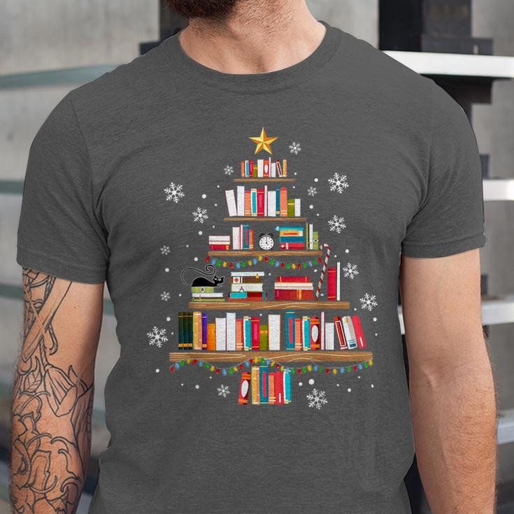Library Books Christmas Tree Teacher Xmas Snowflake Unisex Jersey T-Shirt