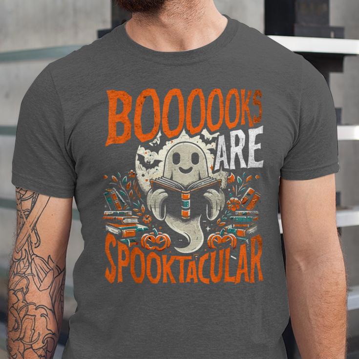 Library Halloween Book Lover Ghost With Books Unisex Jersey T-Shirt Library Halloween Book Lover Ghost With Books Unisex Jersey T-Shirt