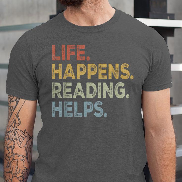 Life Happens Reading Helps Book Lovers Vinage Unisex Jersey T-Shirt
