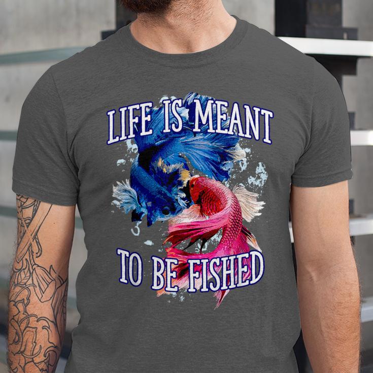 Life Meant To Fished Introvert Sayings Antisocial Quotes Unisex Jersey T-Shirt
