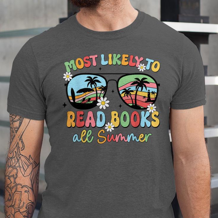 Most Likely To Read Books All Summer Book Lovers Unisex Jersey T-Shirt