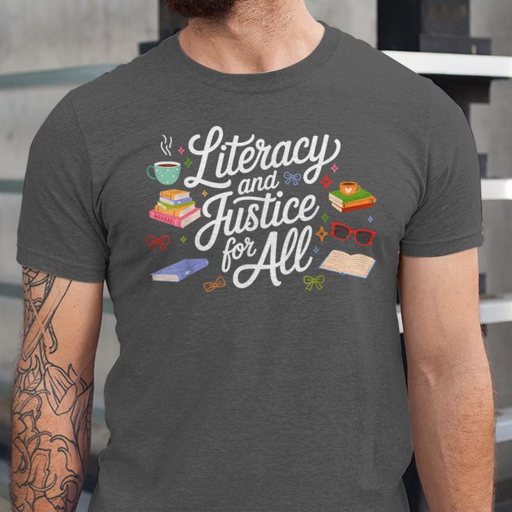 Literacy And Justice For All Protect Libraries Banned Books Unisex Jersey T-Shirt