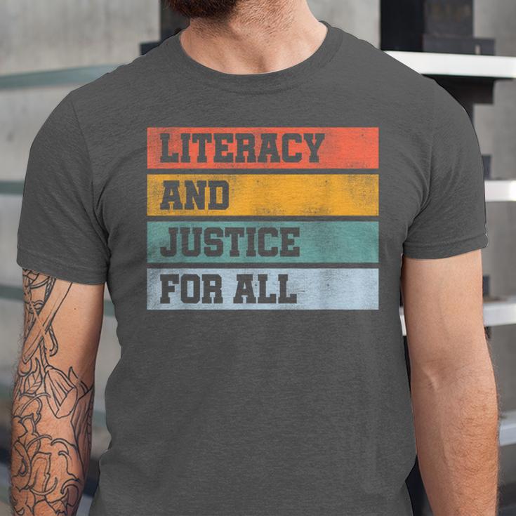 Literacy And Justice For All Stop Book Banning Banned Books Unisex Jersey T-Shirt Literacy And Justice For All Stop Book Banning Banned Books Unisex Jersey T-Shirt