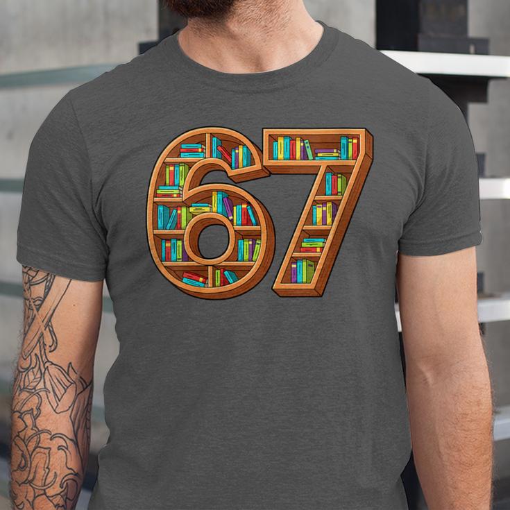 Literary 67 Bookshelf Six Seven Reading Meme Unisex Jersey T-Shirt Literary 67 Bookshelf Six Seven Reading Meme Unisex Jersey T-Shirt