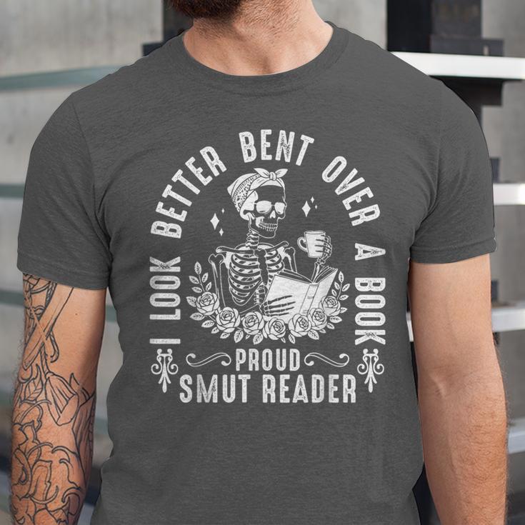 I Look Better Bent Over a Book Proud Smut Reader Skeleton Unisex Jersey T-Shirt I Look Better Bent Over a Book Proud Smut Reader Skeleton Unisex Jersey T-Shirt