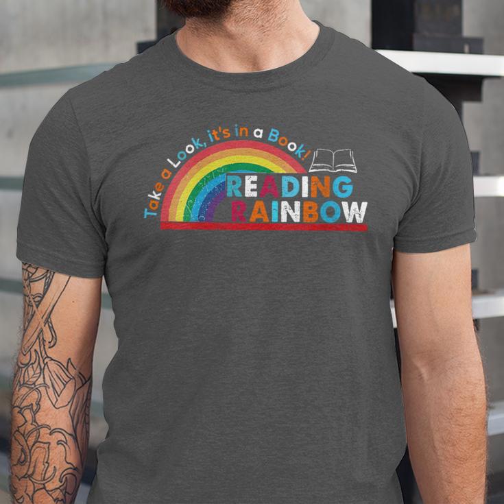 Take A Look A Book Vintage Reading Librarian Rainbow Unisex Jersey T-Shirt Take A Look A Book Vintage Reading Librarian Rainbow Unisex Jersey T-Shirt