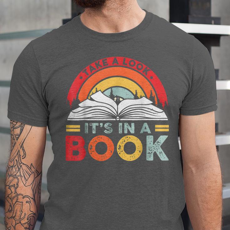 Take A Look It's In A Book Reading Book Vintage Rainbow Unisex Jersey T-Shirt