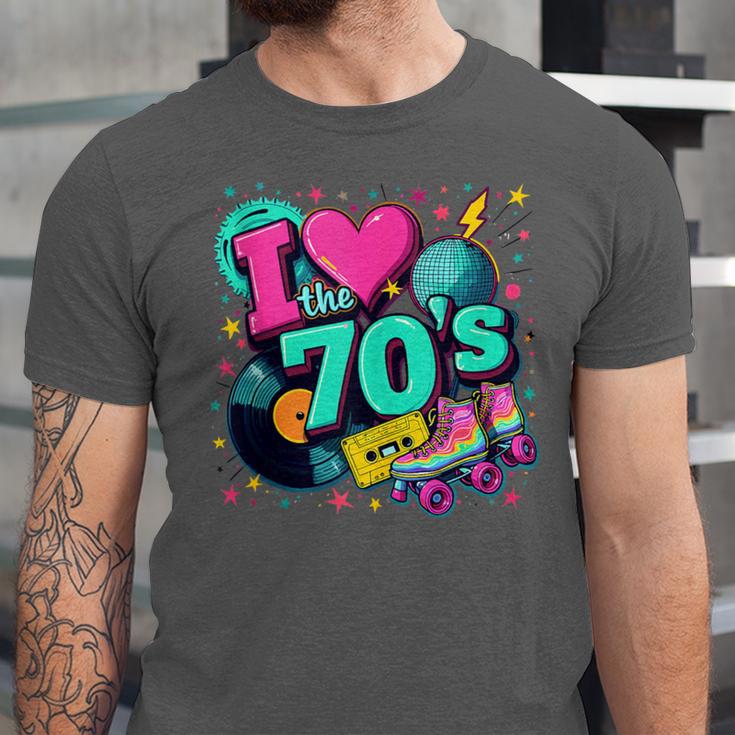 I Love The 70s Retro Cassette Roller Vinyl Disco Nostalgia Unisex Jersey T-Shirt