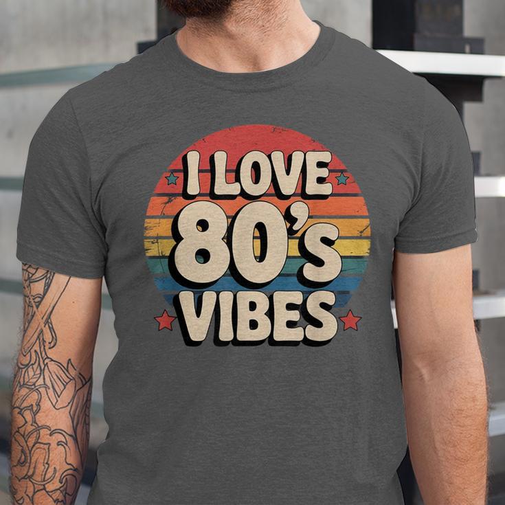 I Love 80’s Vibes Retro 80s Style Vintage Sunset Nostalgia Unisex Jersey T-Shirt I Love 80’s Vibes Retro 80s Style Vintage Sunset Nostalgia Unisex Jersey T-Shirt