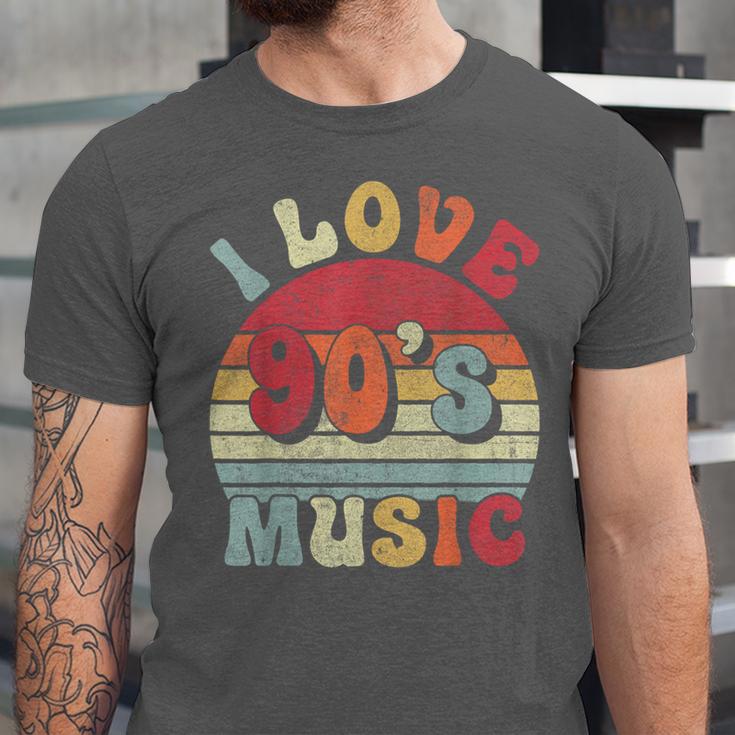 I Love 90's Music Retro Style Nostalgia Cassette 1990s Party Unisex Jersey T-Shirt