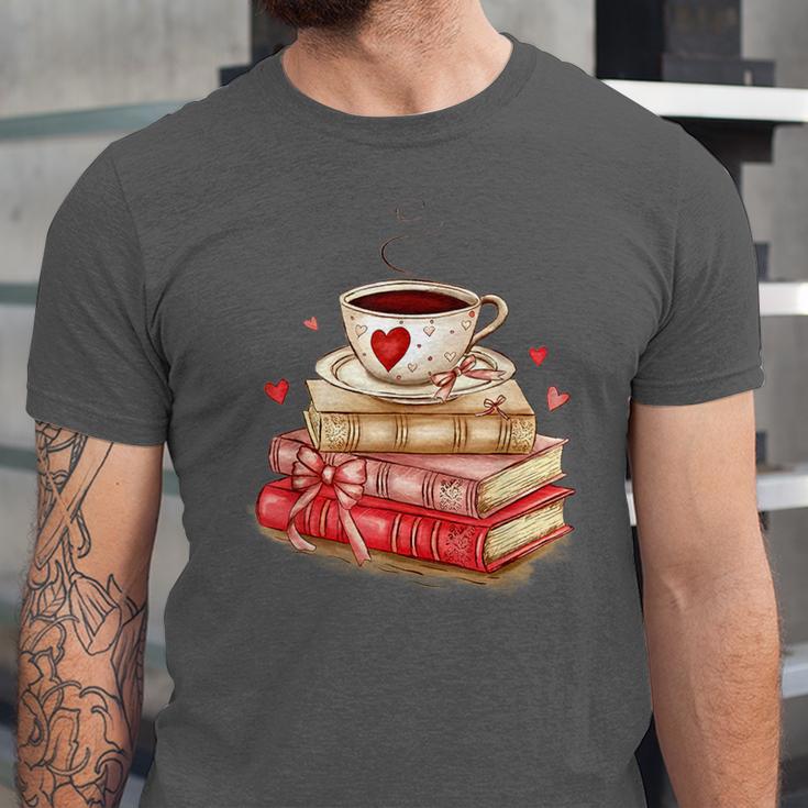 Love Book Coffee Heart Coquette Bow Valentines Day Unisex Jersey T-Shirt Love Book Coffee Heart Coquette Bow Valentines Day Unisex Jersey T-Shirt