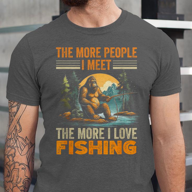 I Love Fishing Bigfoot Fisherman Introvert Sarcastic Unisex Jersey T-Shirt I Love Fishing Bigfoot Fisherman Introvert Sarcastic Unisex Jersey T-Shirt