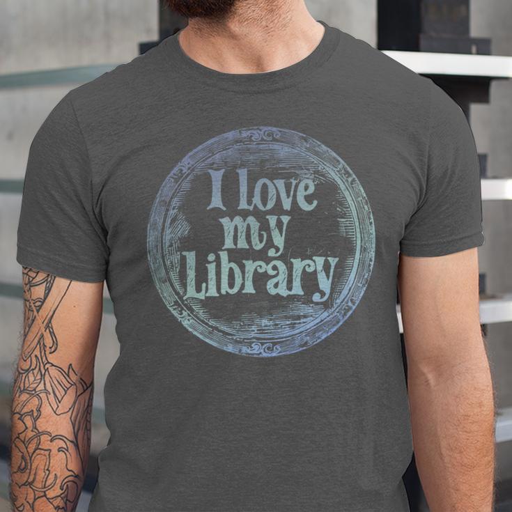I Love My Library Medallion For Book Lover Reader Librarian Unisex Jersey T-Shirt I Love My Library Medallion For Book Lover Reader Librarian Unisex Jersey T-Shirt