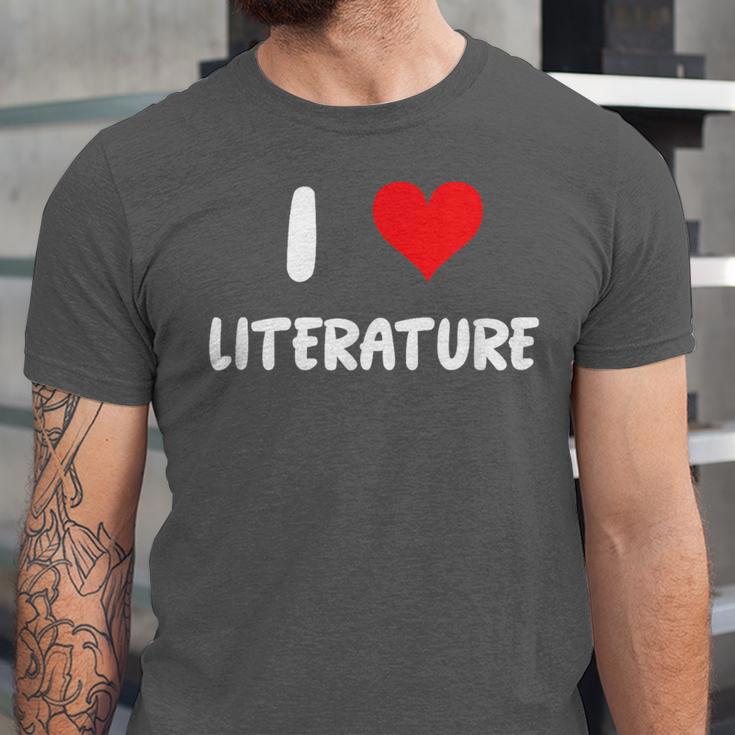I Love Literature Heart Books Writing Reading Read Write Unisex Jersey T-Shirt