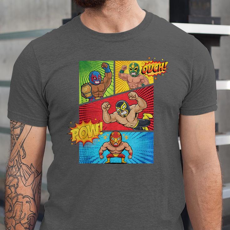 Lucha Libre Comic Book Mexican Wrestling Cartoon Wrestler Unisex Jersey T-Shirt