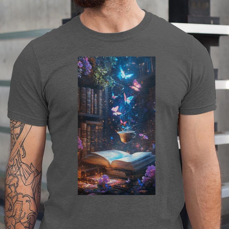 Magic Books Butterflies Fantasy Nature Tea Enchanting Unisex Jersey T-Shirt