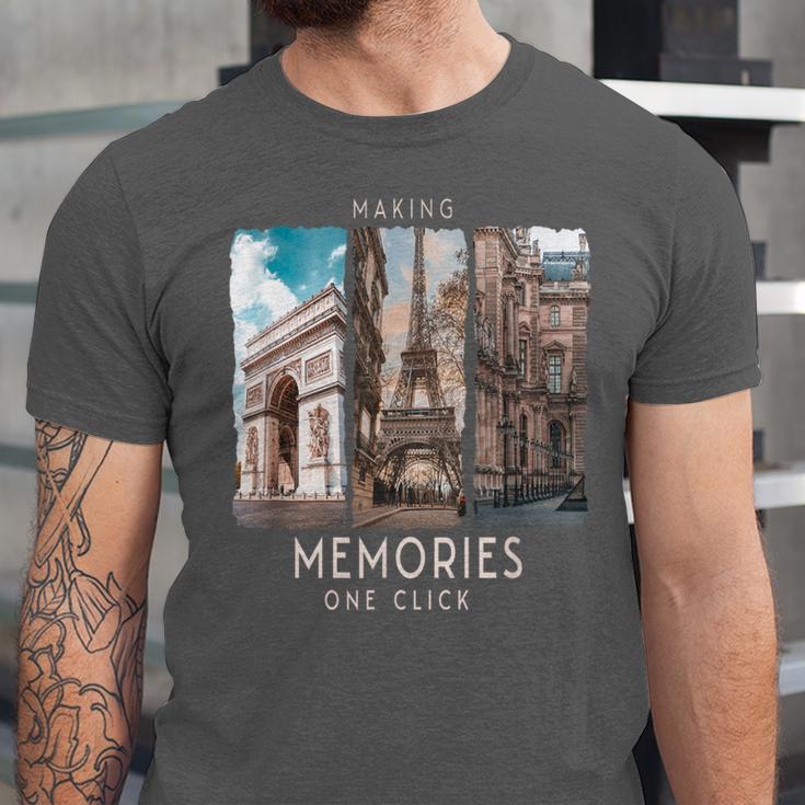 Making Memories In Paris Photo Nostalgia Travel Humor Unisex Jersey T-Shirt