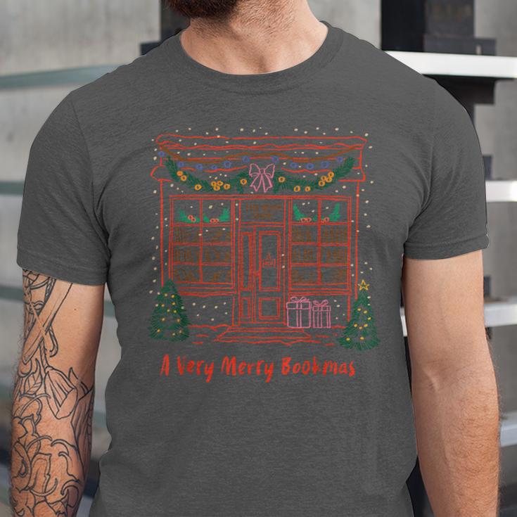 A Very Merry Bookmas Cozy Christmas Bookstore Holiday Cute Unisex Jersey T-Shirt