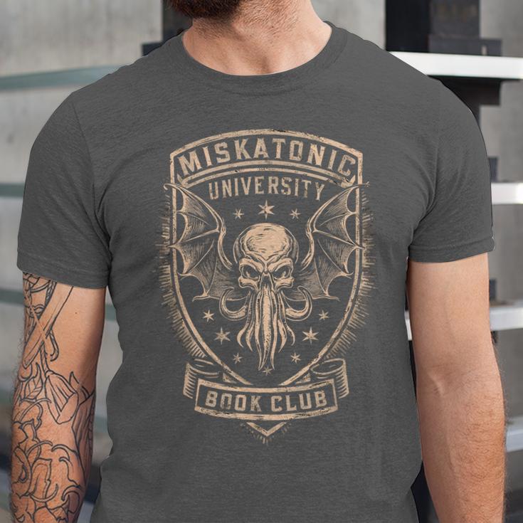 Miskatonic University Book Club Cthulhu Book Unisex Jersey T-Shirt Miskatonic University Book Club Cthulhu Book Unisex Jersey T-Shirt