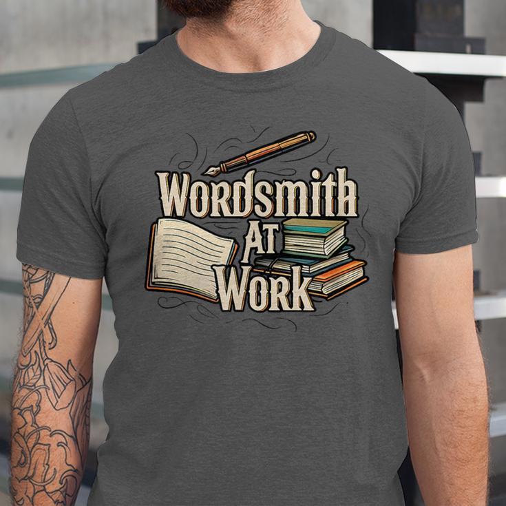 Wordsmith At Work Vintage Writer & Author Pen Book Lover Unisex Jersey T-Shirt