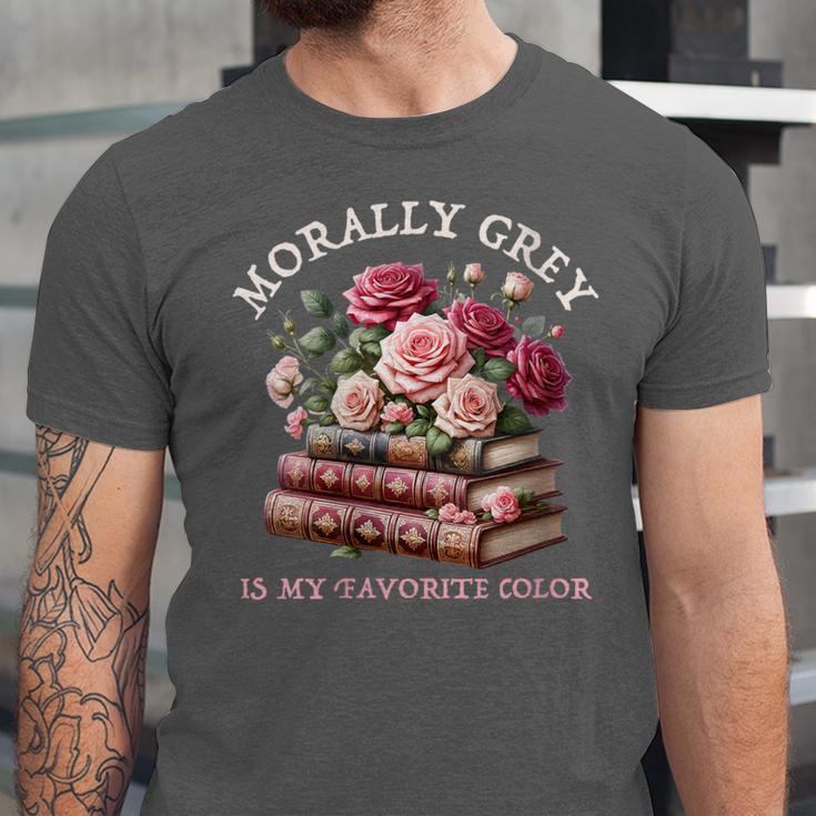 Morally Grey Book Lovers Dark Romance Reader Favorite Color Unisex Jersey T-Shirt