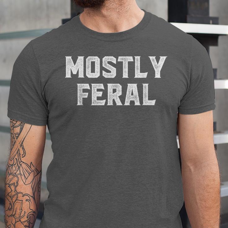 Mostly Feral Introvert Sarcastic Unisex Jersey T-Shirt Mostly Feral Introvert Sarcastic Unisex Jersey T-Shirt