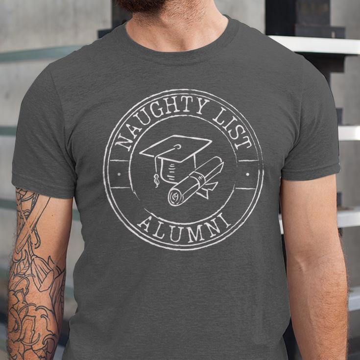 Naughty List Alumni Christmas College Graduation Unisex Jersey T-Shirt